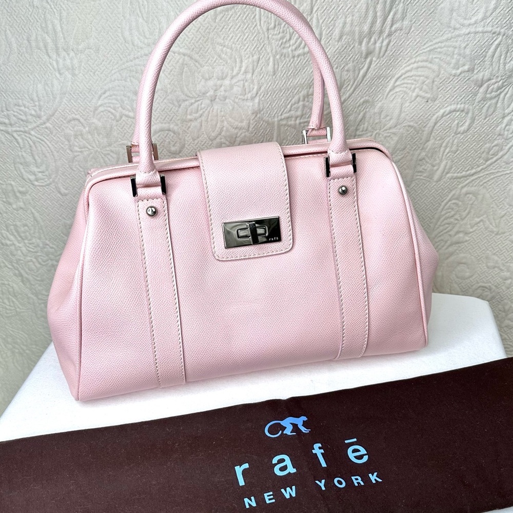 Rafē Pink Saffiano Leather Large Doctor Bag Handbag Satchel w/Dustbag